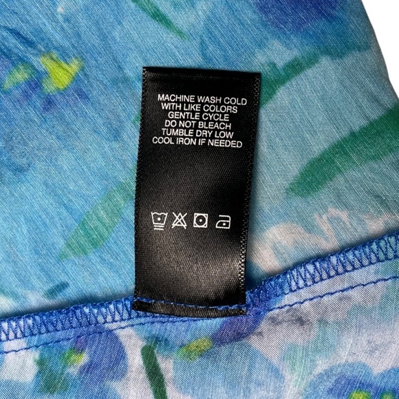 Ali Miles Plus Size 2X Artsy Colorful Butterfly Print Aqua Button Up Tunic Top - Picture 10 of 10